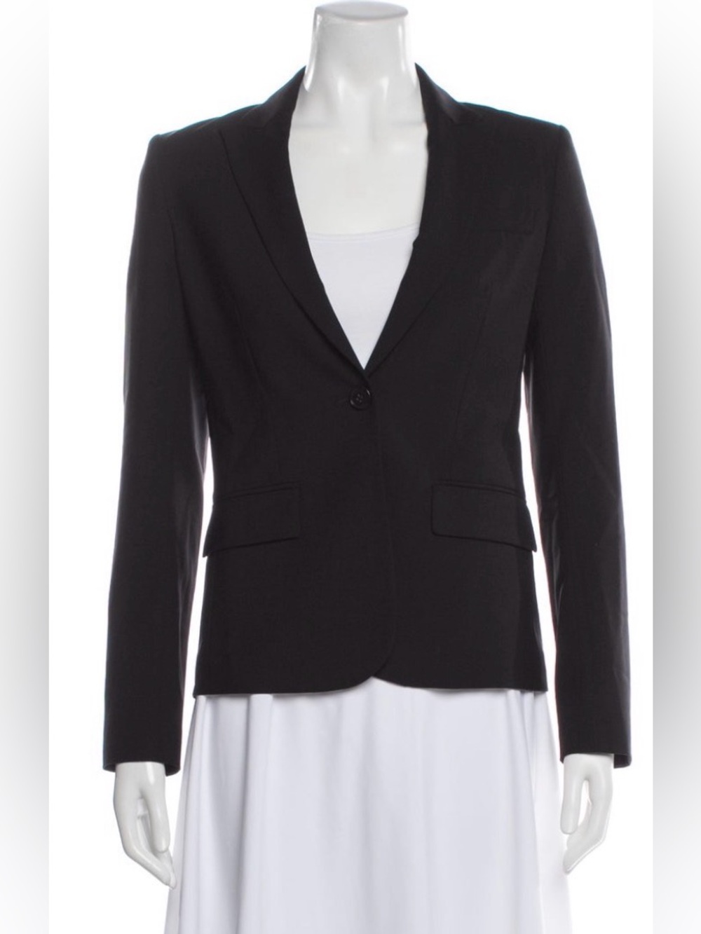 Theory Black Wool Stretch Single Button Blazer Size 2